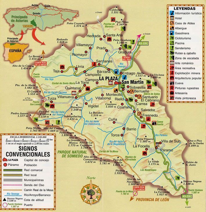 Mapa de Teverga, Asturias
