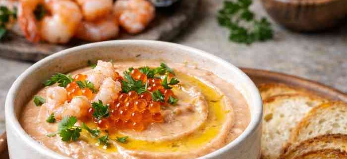 Paté de mariscos casero cremoso servido como entrante frío