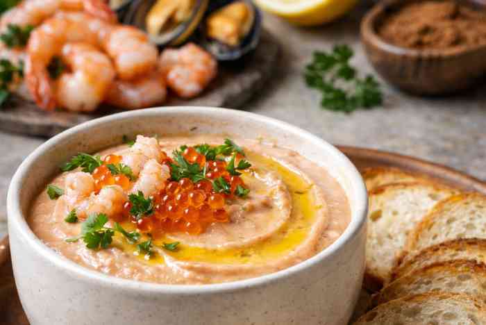 Paté de mariscos casero cremoso servido como entrante frío